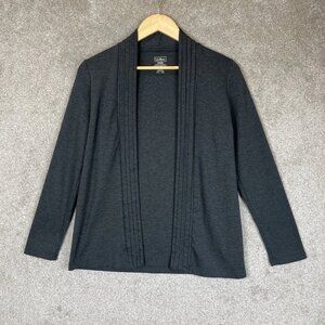 LL Bean Cardigan Womens Small Gray Cotton Long Sleeve Stretch